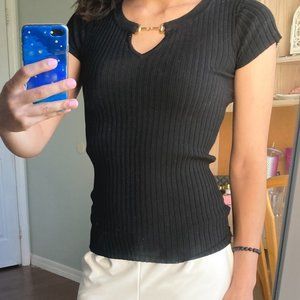 Philosophy Short Sleeve Black Ribbed Top ⭐